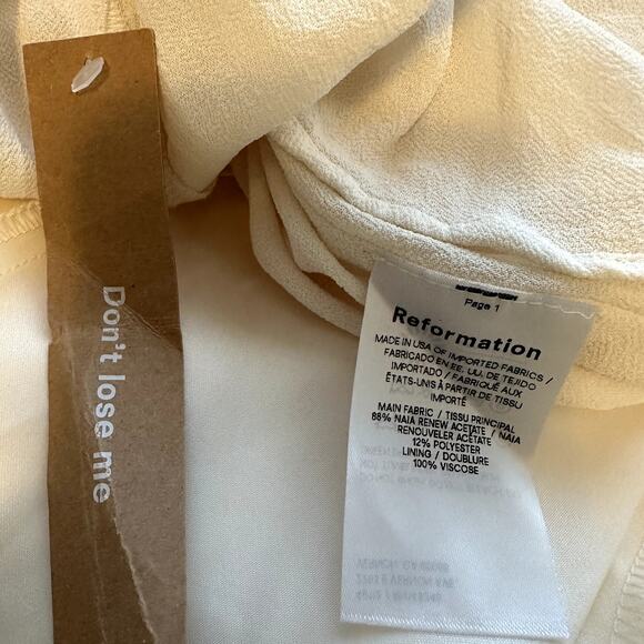 Reformation Payton Satin Dress Fior Di Latte - Picture 12 of 15